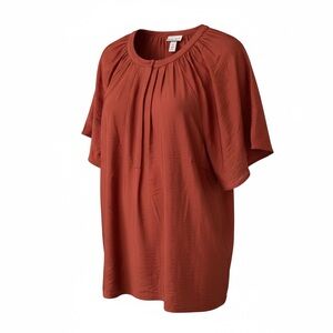 Ava & Viv Rust Flutter Sleeve Blouse XXL | Soft Drape, Cozy PNW Feel